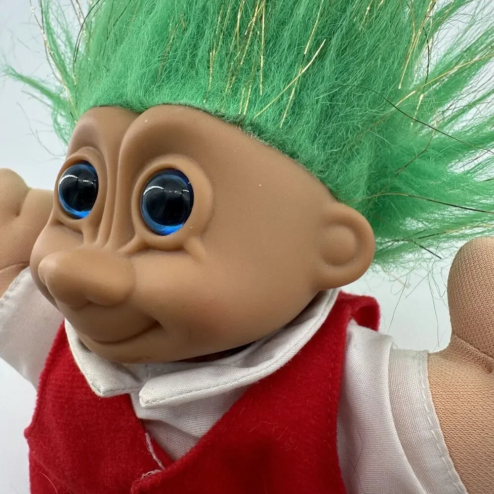 Vintage Russ Troll Kids Doll 10 Inches‎ Plush Green and Silver Hair Soft Body